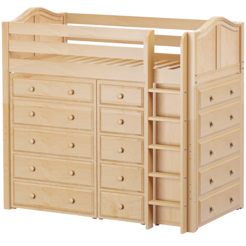 Maxtrix Twin High Loft Bed with Straight Ladder + Storage