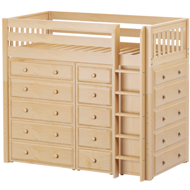 Maxtrix Twin High Loft Bed with Straight Ladder + Storage