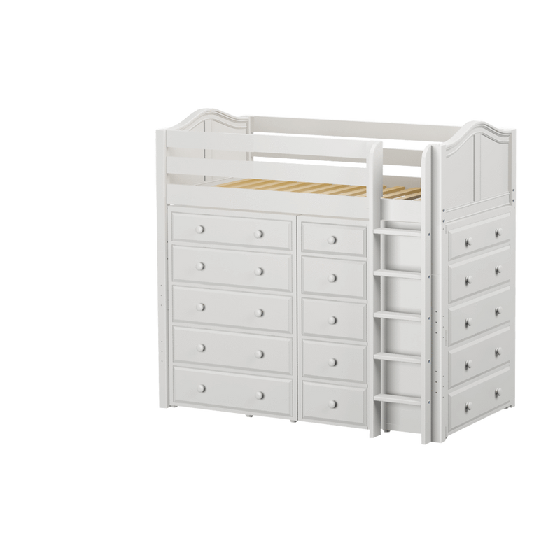 Maxtrix Twin High Loft Bed with Straight Ladder + Storage