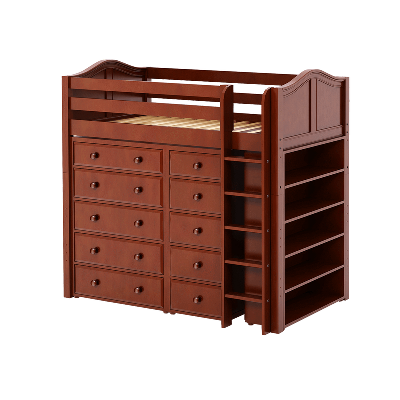 Maxtrix Twin High Loft Bed with Straight Ladder + Storage