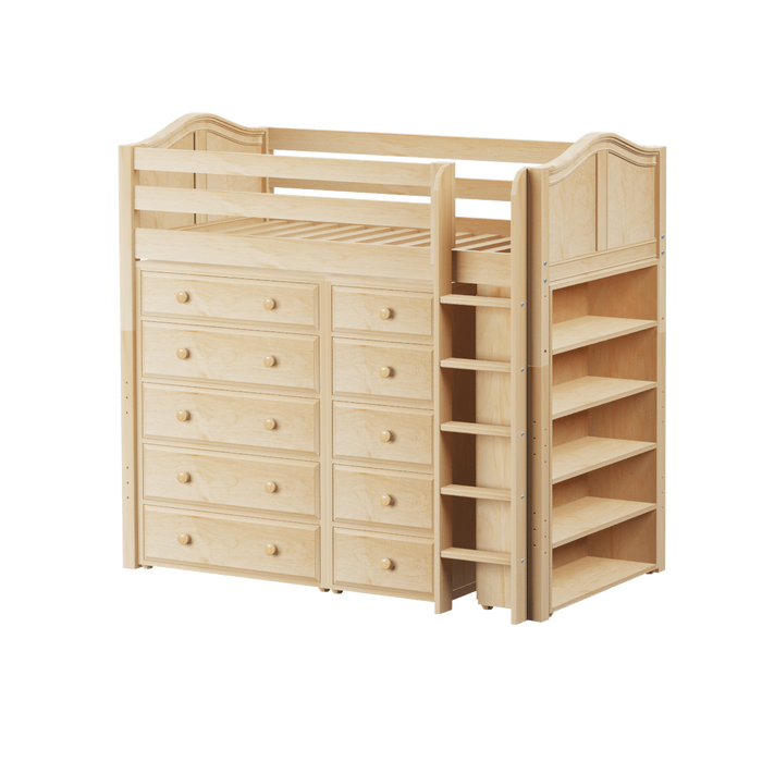 Maxtrix Twin High Loft Bed with Straight Ladder + Storage