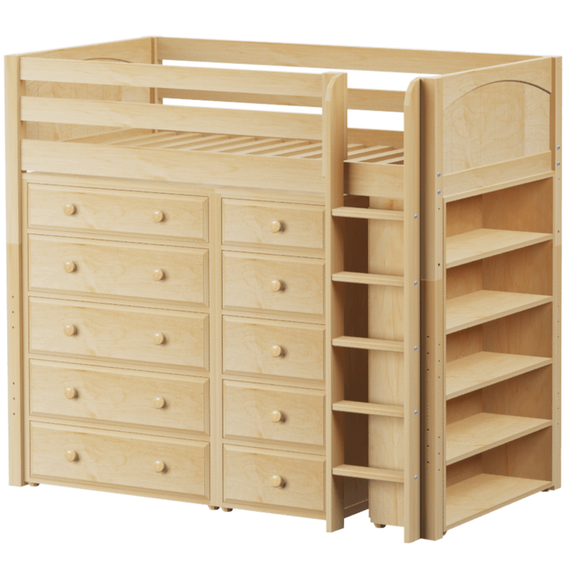 Maxtrix Twin High Loft Bed with Straight Ladder + Storage