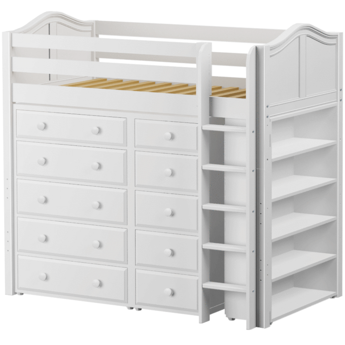 Maxtrix Twin High Loft Bed with Straight Ladder + Storage