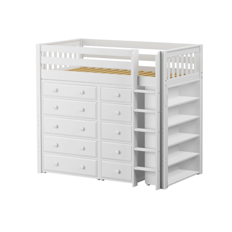 Maxtrix Twin High Loft Bed with Straight Ladder + Storage