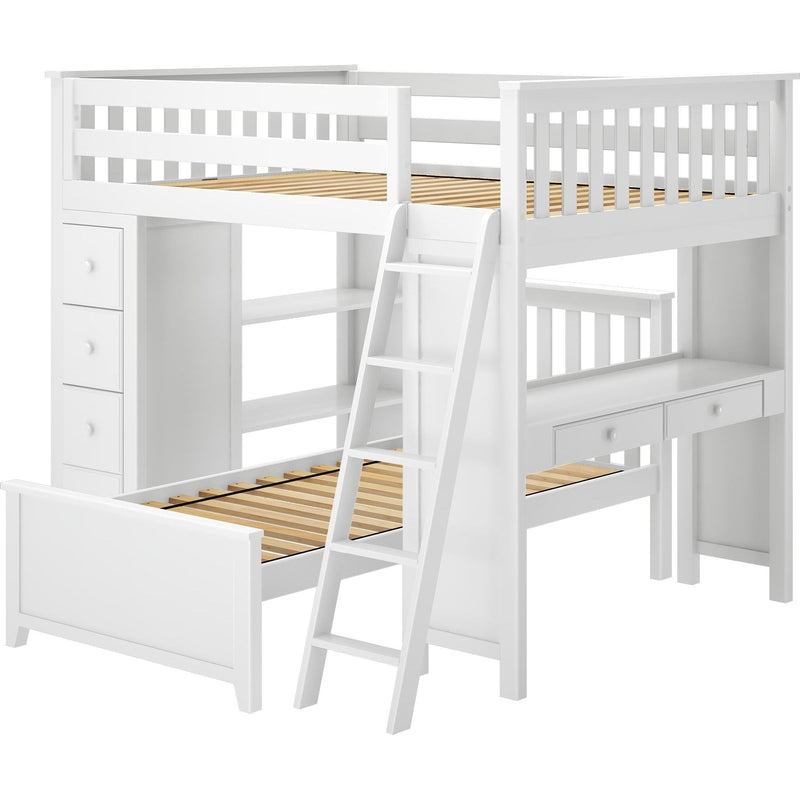 Jackpot Deluxe Mayfair Full over Twin L-Shape Bunk with Desk + Storage