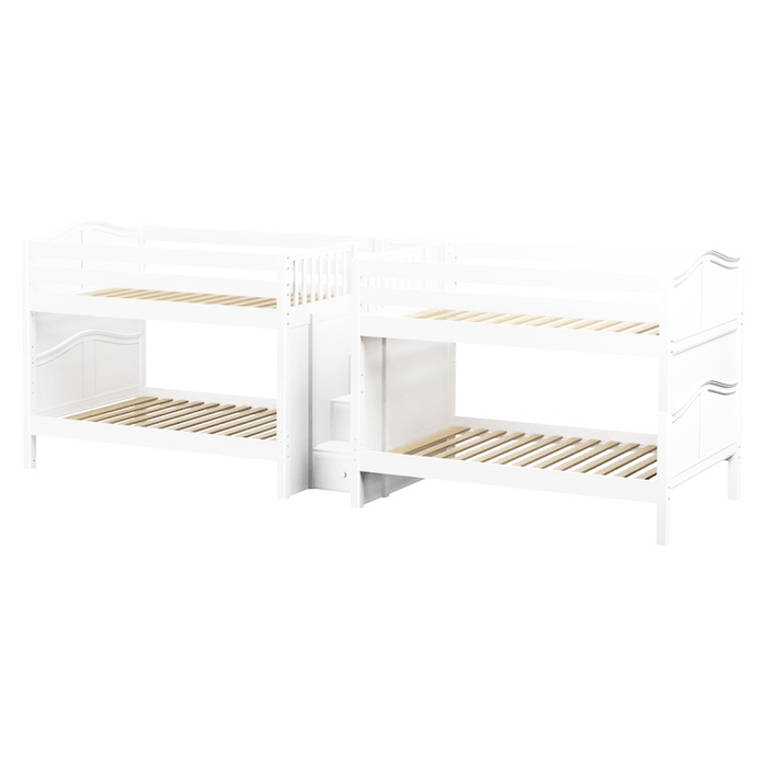 Maxtrix Full Low Quadruple Bunk Bed with Stairs