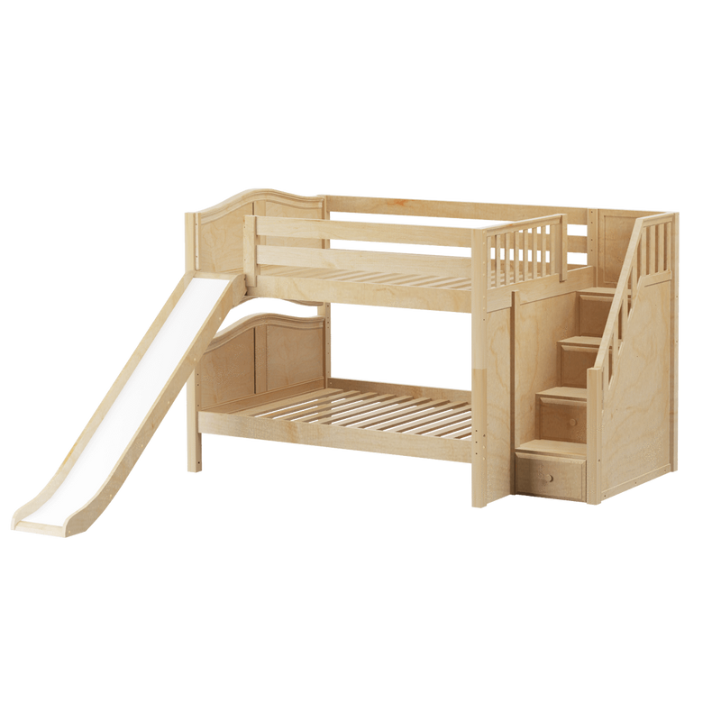 Maxtrix Full Low Bunk Bed with Stairs + Slide