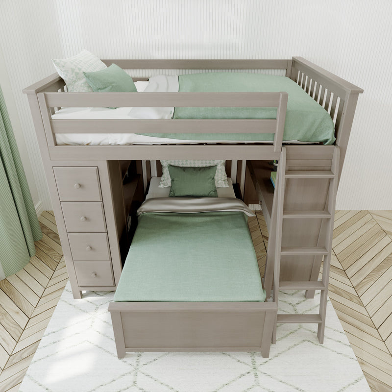 Jackpot Deluxe Mayfair Full over Twin L-Shape Bunk with Desk + Storage