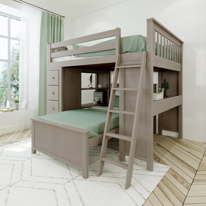 Jackpot Deluxe Mayfair Full over Twin L-Shape Bunk with Desk + Storage