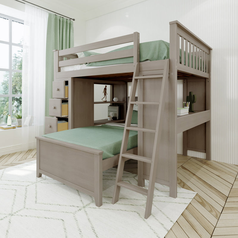 Jackpot Deluxe Mayfair Full over Twin L-Shape Bunk with Desk + Storage