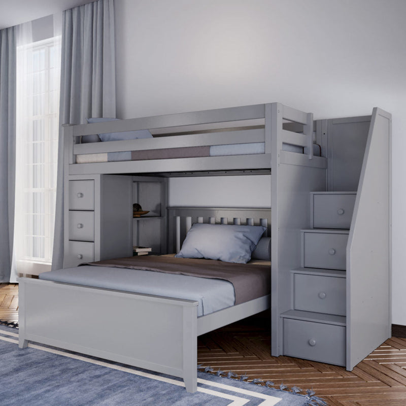 Jackpot Deluxe Oxford Staircase Loft Bed Storage + Full Bed