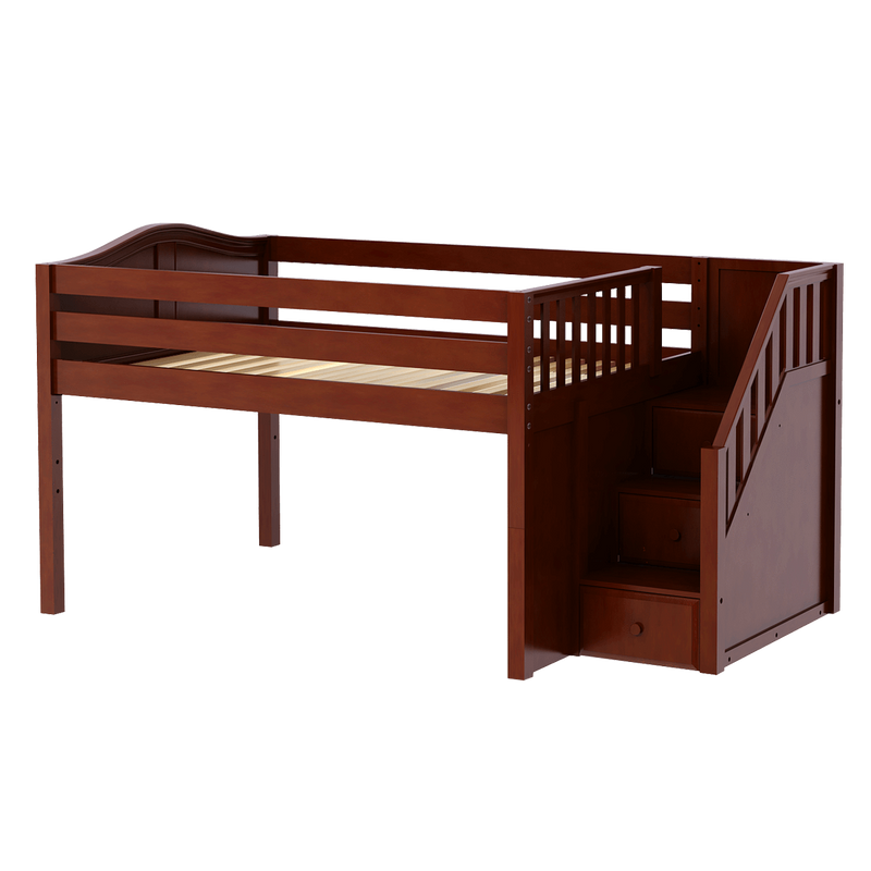 Maxtrix Full Low Loft Bed with Stairs