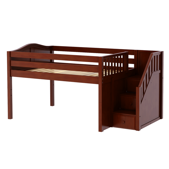 Maxtrix Full Low Loft Bed with Stairs