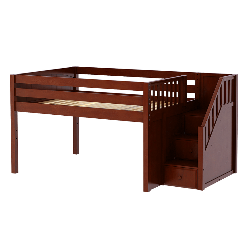 Maxtrix Full Low Loft Bed with Stairs