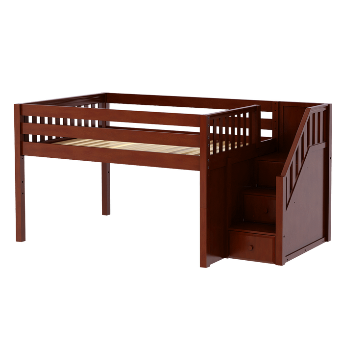 Maxtrix Full Low Loft Bed with Stairs
