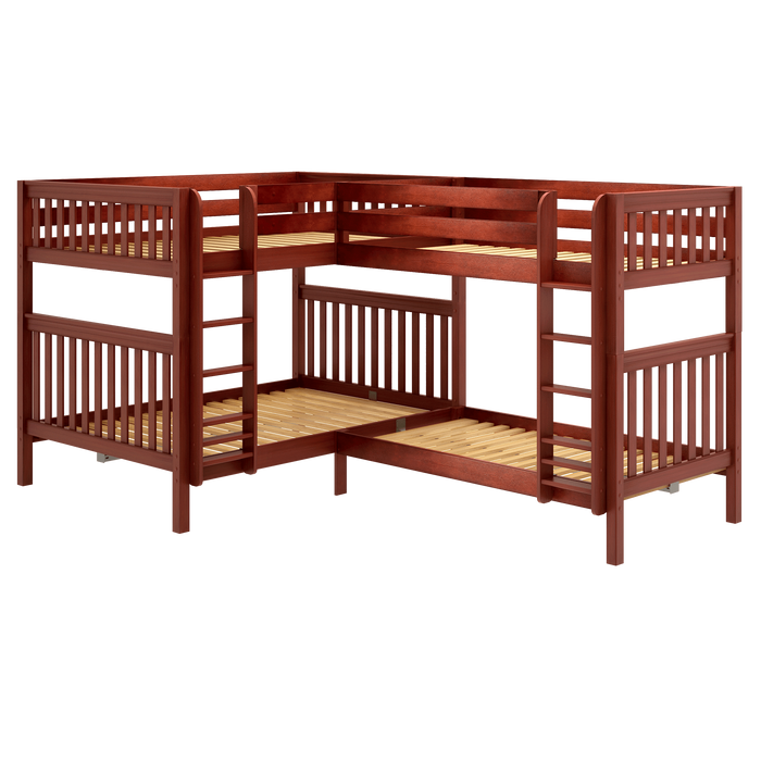 Maxtrix High Corner Bunk Bed - Queen over Queen + Twin XL over Twin XL