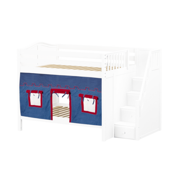 Maxtrix Full Medium Bunk Bed with Stairs + Curtain