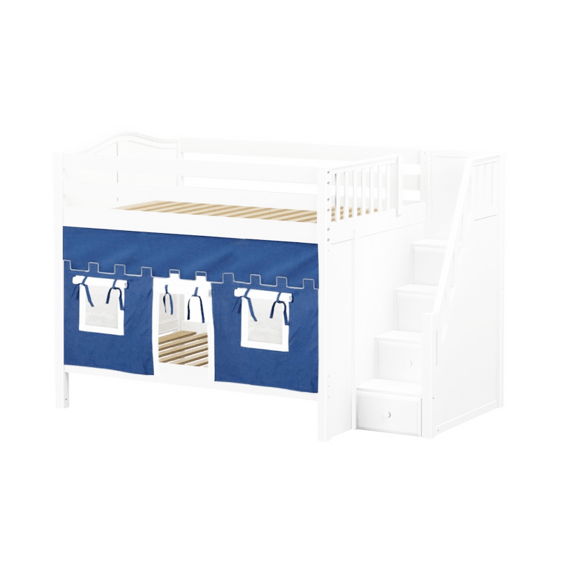 Maxtrix Full Medium Bunk Bed with Stairs + Curtain