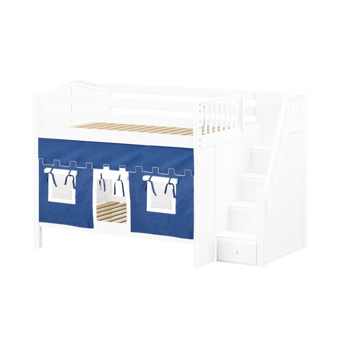Maxtrix Full Medium Bunk Bed with Stairs + Curtain