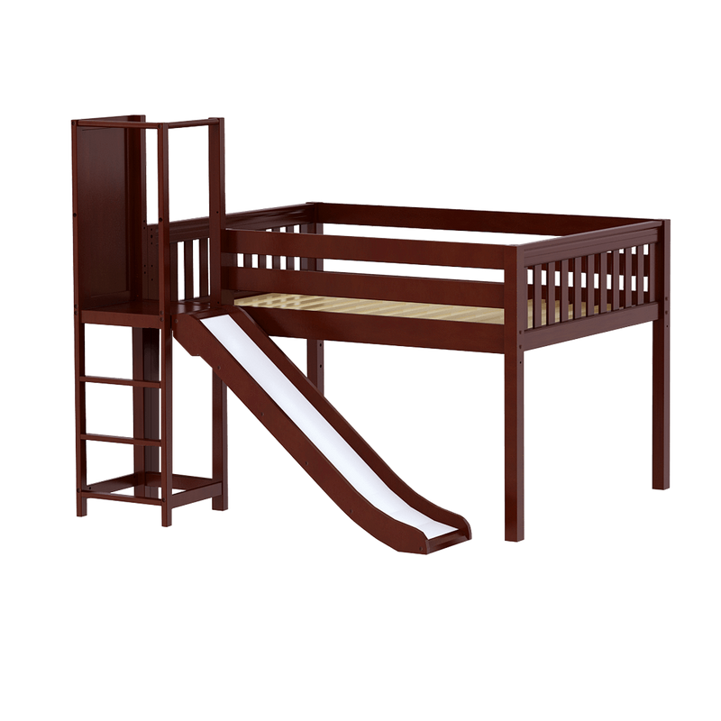 Maxtrix Full Low Loft Bed with Slide Platform