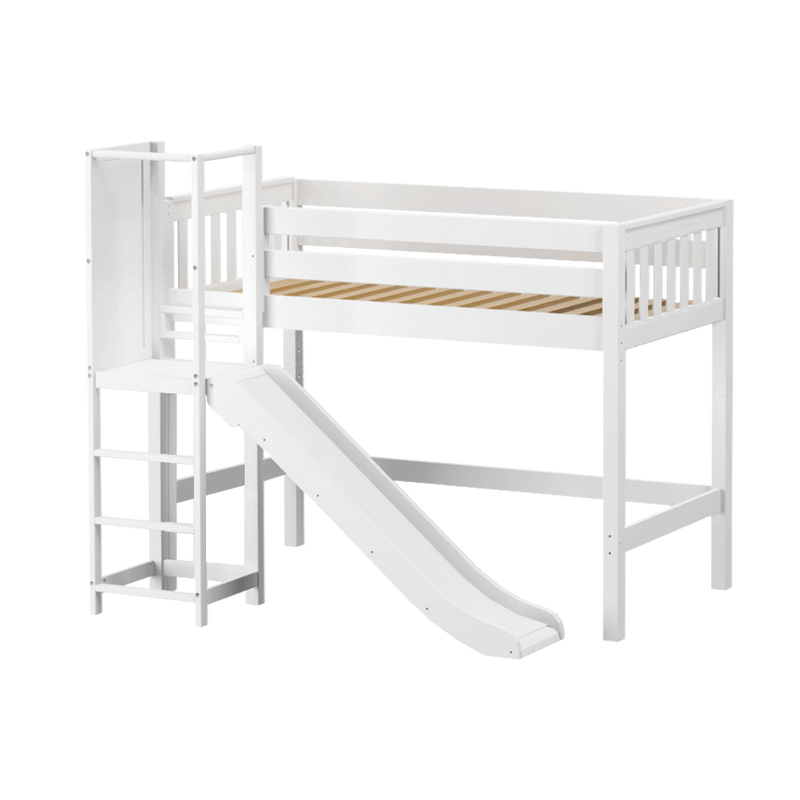 Maxtrix Twin Mid Loft Bed with Slide Platform