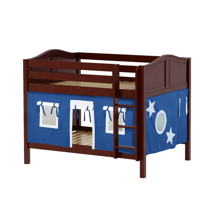 Maxtrix Full Low Bunk Bed with Straight Ladder + Curtain