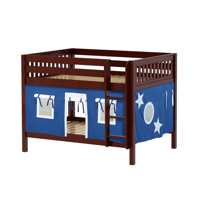 Maxtrix Full Low Bunk Bed with Straight Ladder + Curtain