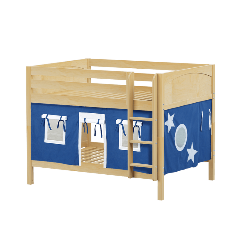 Maxtrix Full Low Bunk Bed with Straight Ladder + Curtain