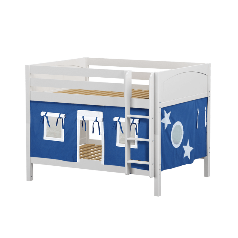 Maxtrix Full Low Bunk Bed with Straight Ladder + Curtain