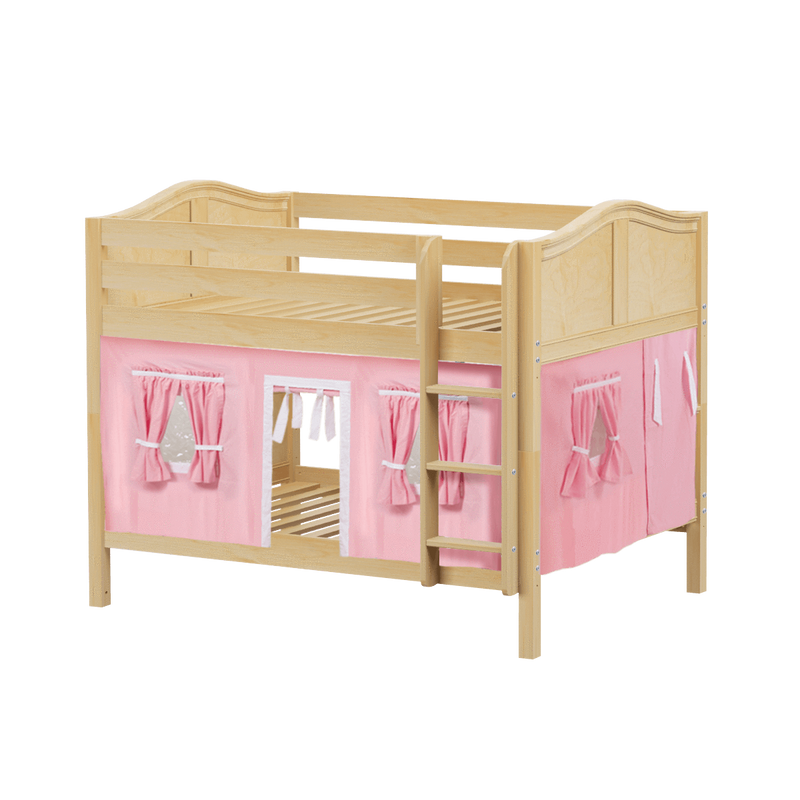 Maxtrix Full Low Bunk Bed with Straight Ladder + Curtain