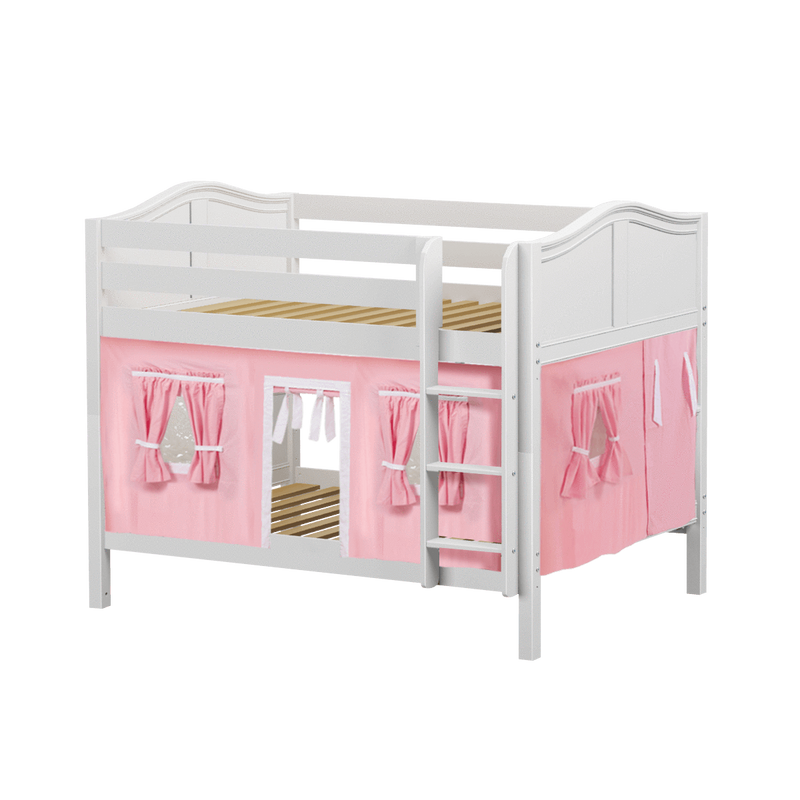 Maxtrix Full Low Bunk Bed with Straight Ladder + Curtain