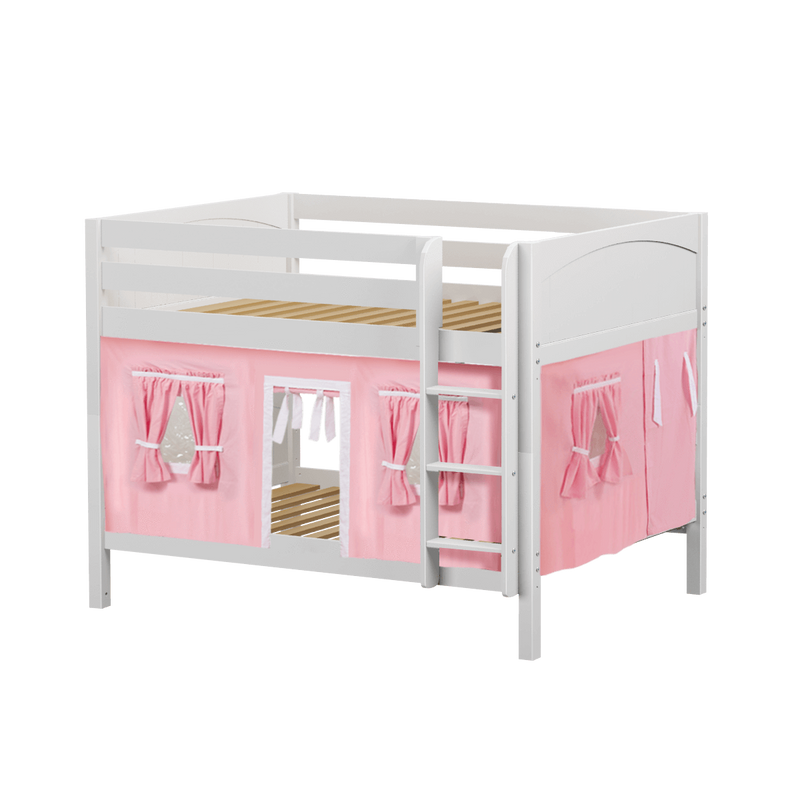 Maxtrix Full Low Bunk Bed with Straight Ladder + Curtain