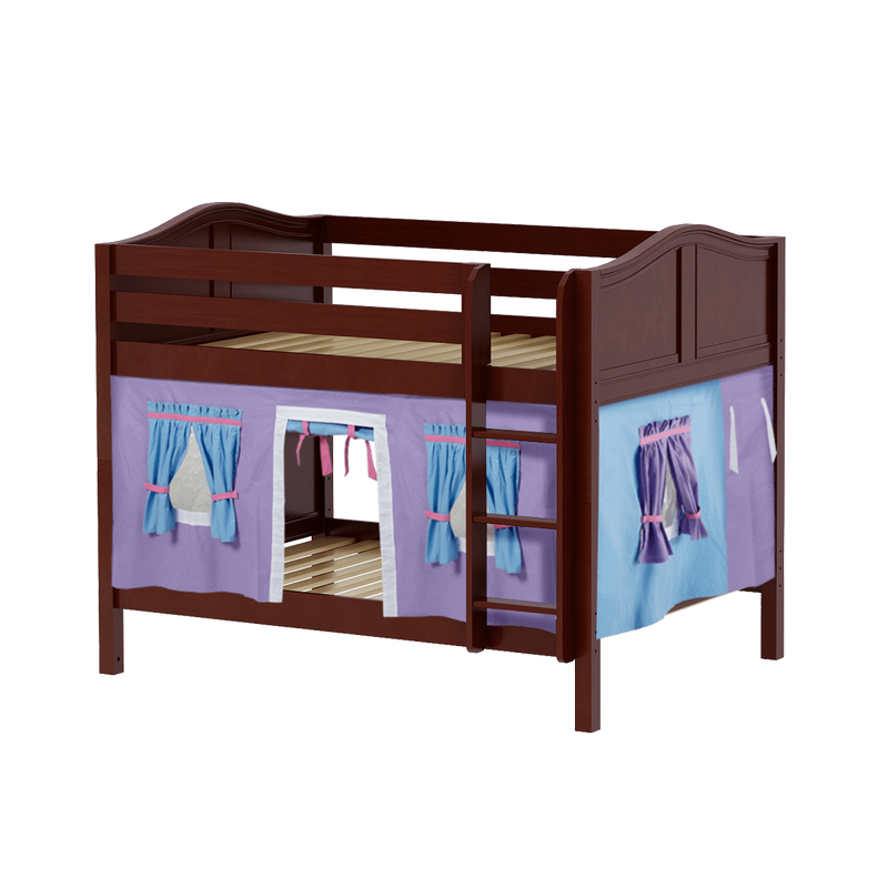 Maxtrix Full Low Bunk Bed with Straight Ladder + Curtain