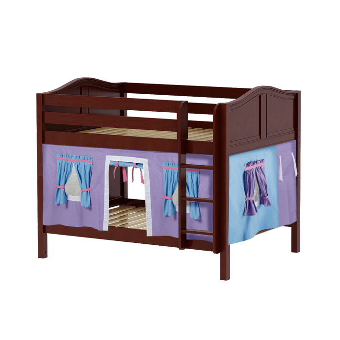 Maxtrix Full Low Bunk Bed with Straight Ladder + Curtain