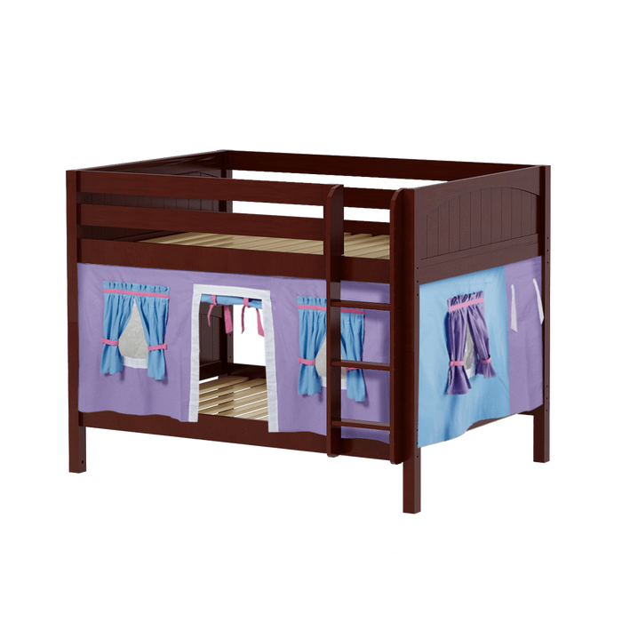 Maxtrix Full Low Bunk Bed with Straight Ladder + Curtain