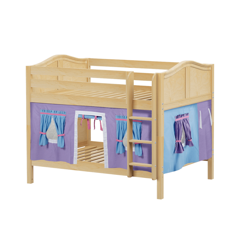 Maxtrix Full Low Bunk Bed with Straight Ladder + Curtain