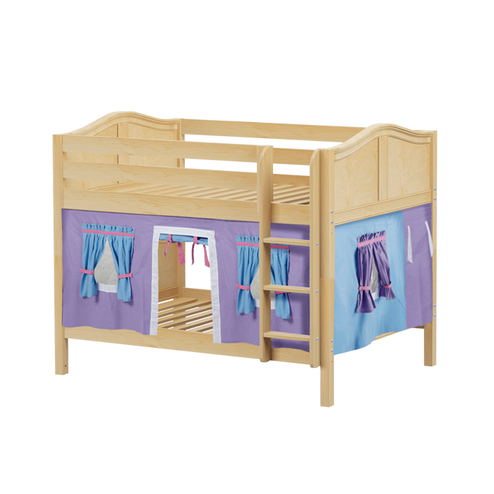 Maxtrix Full Low Bunk Bed with Straight Ladder + Curtain