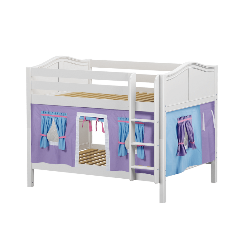 Maxtrix Full Low Bunk Bed with Straight Ladder + Curtain