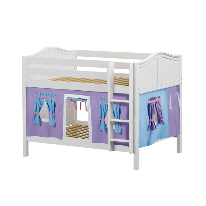 Maxtrix Full Low Bunk Bed with Straight Ladder + Curtain