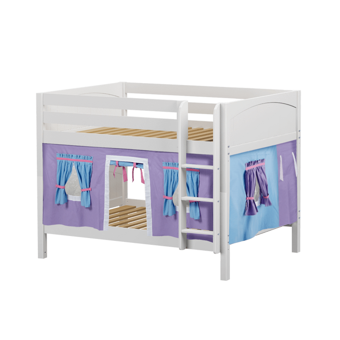 Maxtrix Full Low Bunk Bed with Straight Ladder + Curtain