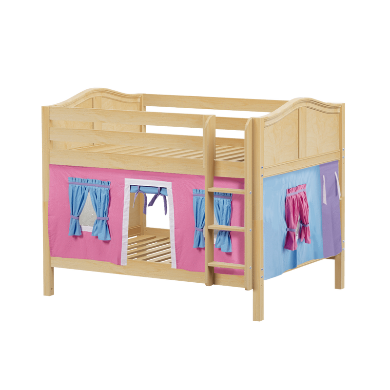 Maxtrix Full Low Bunk Bed with Straight Ladder + Curtain