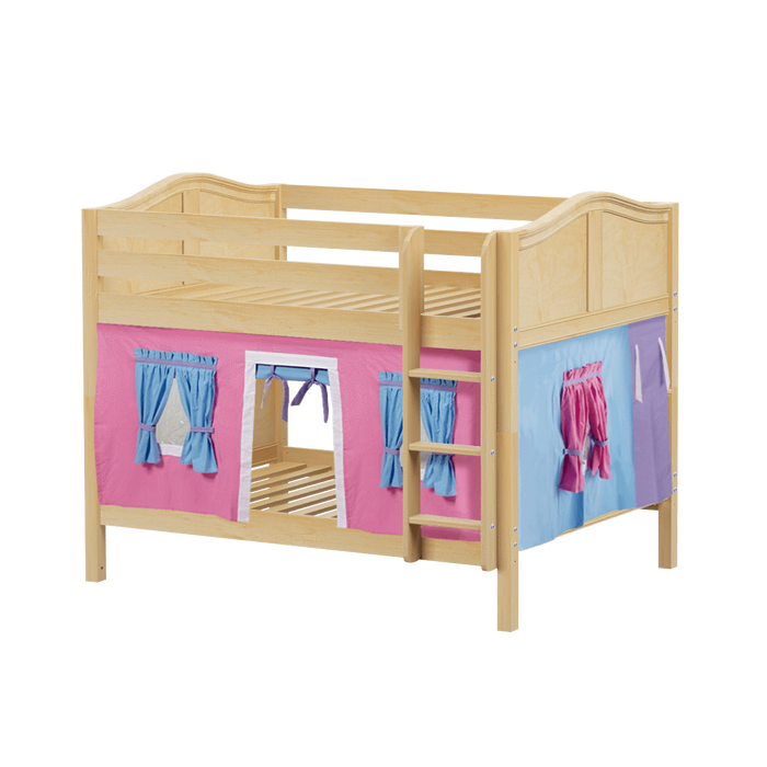 Maxtrix Full Low Bunk Bed with Straight Ladder + Curtain