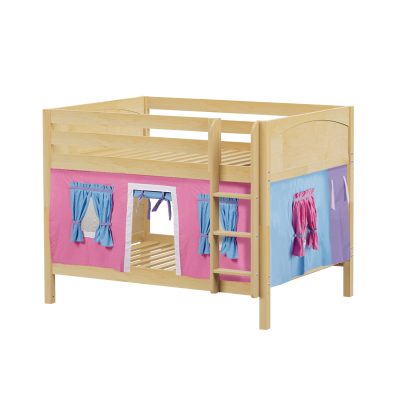 Maxtrix Full Low Bunk Bed with Straight Ladder + Curtain
