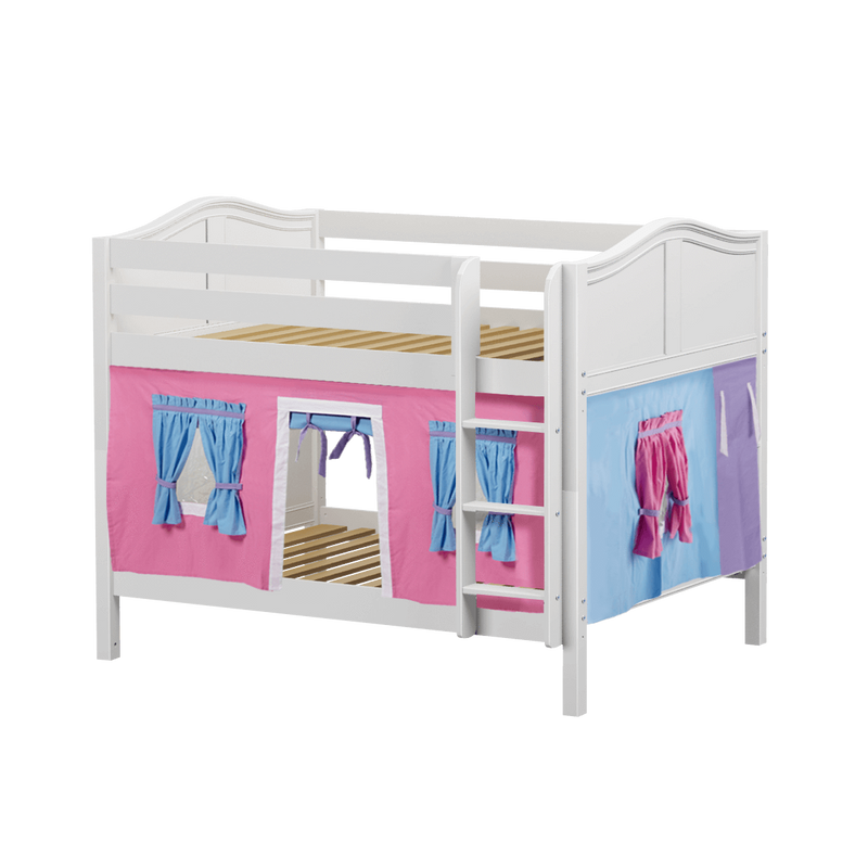 Maxtrix Full Low Bunk Bed with Straight Ladder + Curtain
