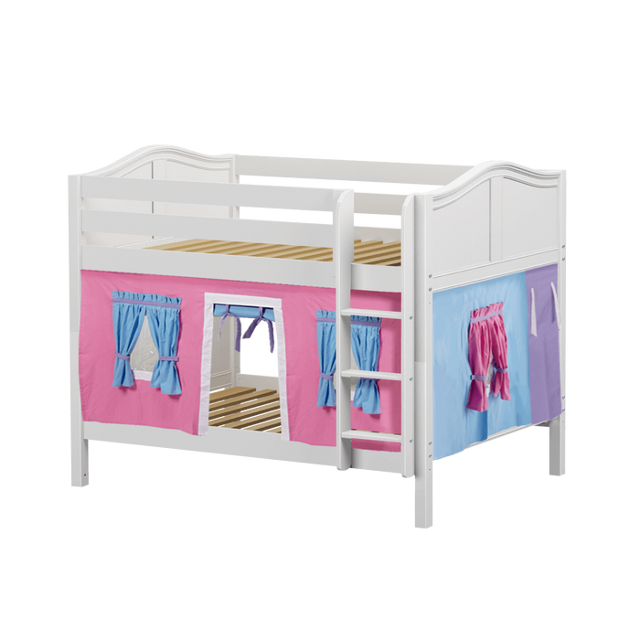 Maxtrix Full Low Bunk Bed with Straight Ladder + Curtain