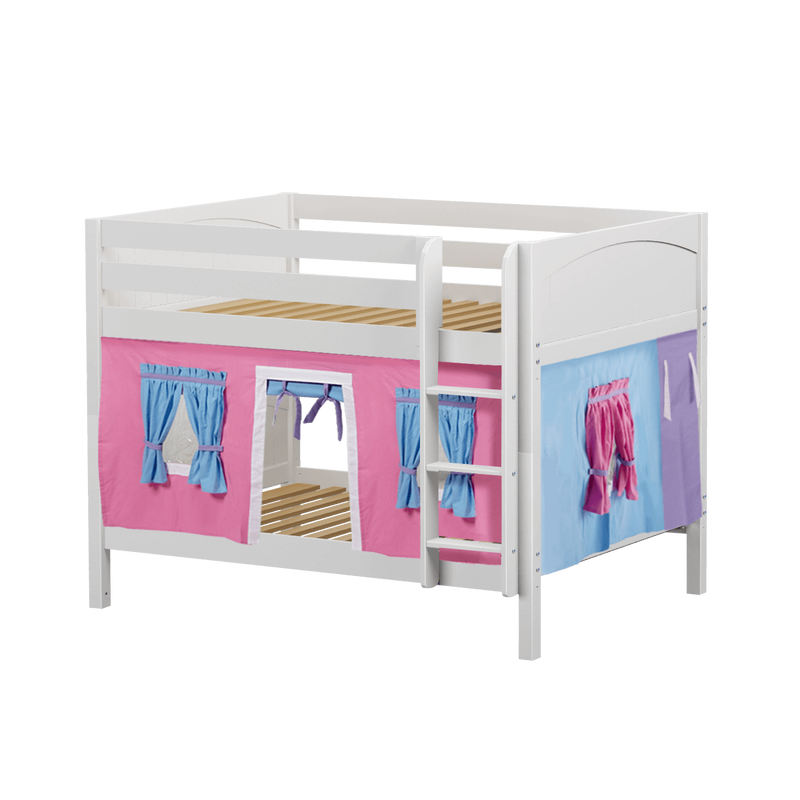 Maxtrix Full Low Bunk Bed with Straight Ladder + Curtain