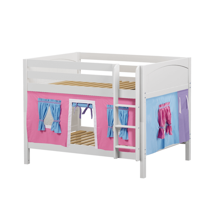 Maxtrix Full Low Bunk Bed with Straight Ladder + Curtain