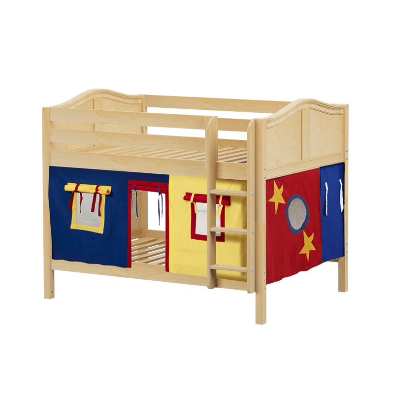 Maxtrix Full Low Bunk Bed with Straight Ladder + Curtain