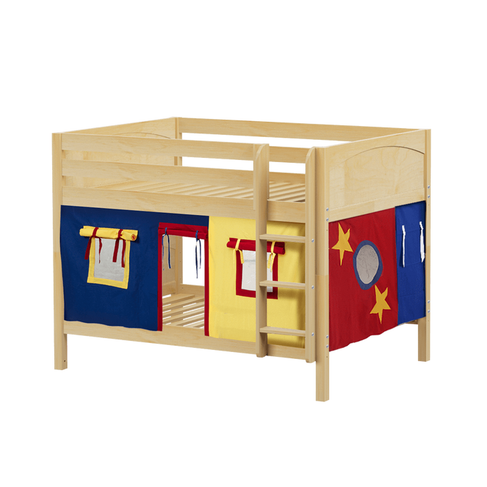 Maxtrix Full Low Bunk Bed with Straight Ladder + Curtain