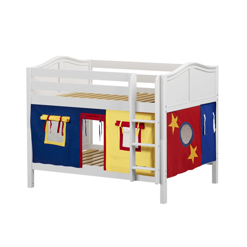 Maxtrix Full Low Bunk Bed with Straight Ladder + Curtain